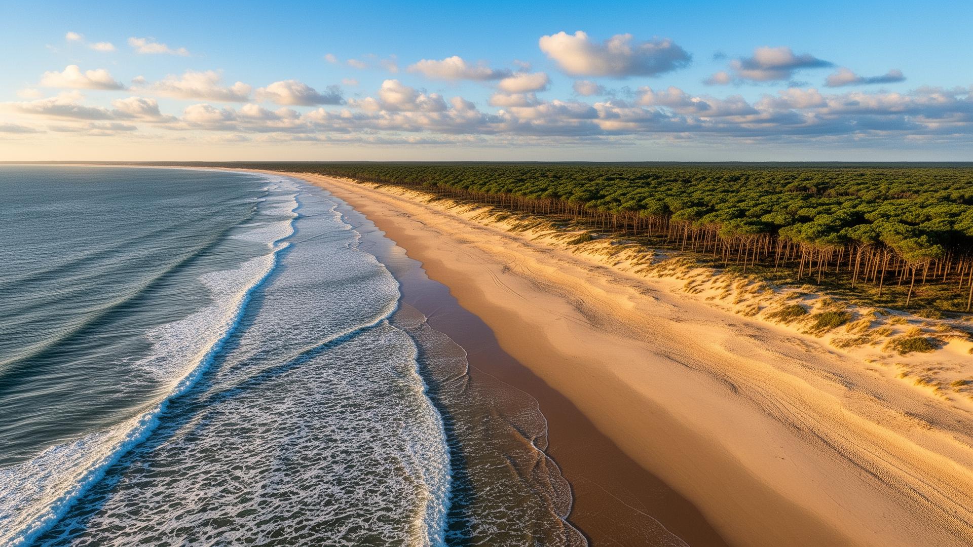 Plage de Lacanau au coucher du soleil